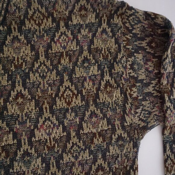 Vintage Jos A Bank Cotton Sweater Brown Multi Eclectic Grandpa Old Money XL - Picture 9 of 10